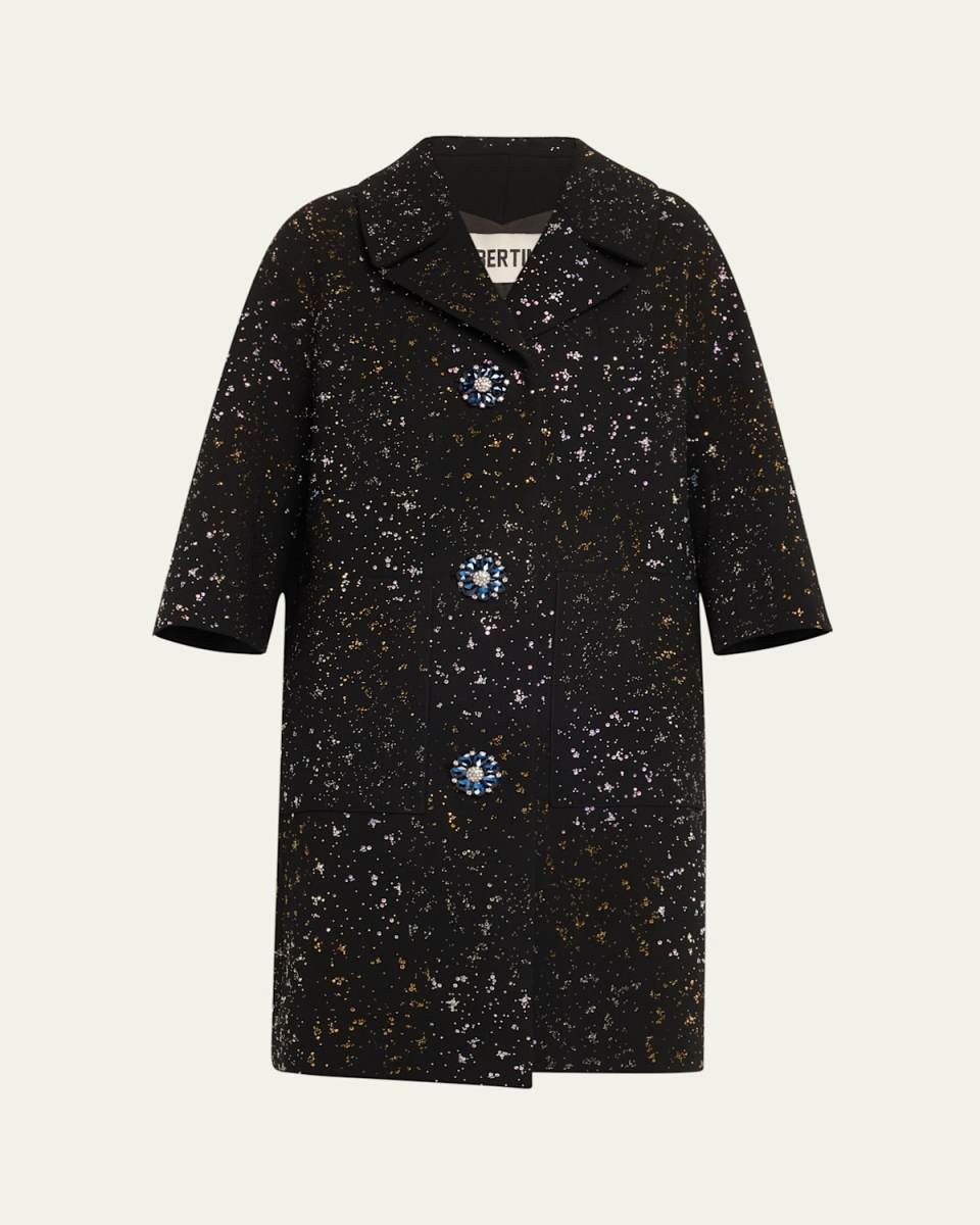 Meteor Shower Crystal Wool Patch Pocket Coat